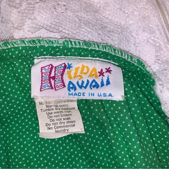 HILDA HAWAII Muumuu Maxi Dress Vintage 70's Lace Green Polka Dots - Picture 2 of 7